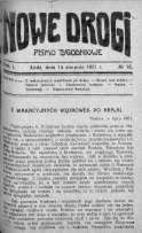 Nowe Drogi : pismo tygodniowe poświęcone sprawom odrodzenia moralno-religijnego i oświaty 14 sierpień 1921 nr 16