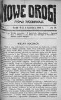 Nowe Drogi : pismo tygodniowe poświęcone sprawom odrodzenia moralno-religijnego i oświaty 4 wrzesień 1921 nr 19