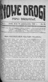 Nowe Drogi : pismo tygodniowe poświęcone sprawom odrodzenia moralno-religijnego i oświaty 16 październik 1921 nr 22