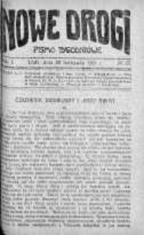 Nowe Drogi : pismo tygodniowe poświęcone sprawom odrodzenia moralno-religijnego i oświaty 20 listopad 1921 nr 27