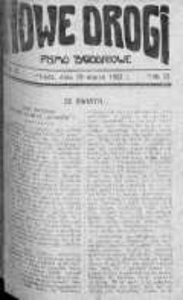 Nowe Drogi : pismo tygodniowe poświęcone sprawom odrodzenia moralno-religijnego i oświaty 19 marzec 1922 nr 12