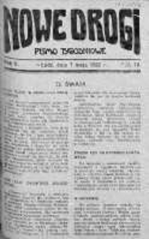 Nowe Drogi : pismo tygodniowe poświęcone sprawom odrodzenia moralno-religijnego i oświaty 7 maj 1922 nr 19