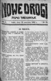 Nowe Drogi : pismo tygodniowe poświęcone sprawom odrodzenia moralno-religijnego i oświaty 18 czerwiec 1922 nr 25
