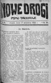 Nowe Drogi : pismo tygodniowe poświęcone sprawom odrodzenia moralno-religijnego i oświaty 17 wrzesień 1922 nr 38