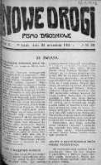 Nowe Drogi : pismo tygodniowe poświęcone sprawom odrodzenia moralno-religijnego i oświaty 24 wrzesień 1922 nr 39