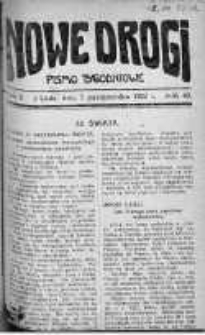 Nowe Drogi : pismo tygodniowe poświęcone sprawom odrodzenia moralno-religijnego i oświaty 1 październik 1922 nr 40