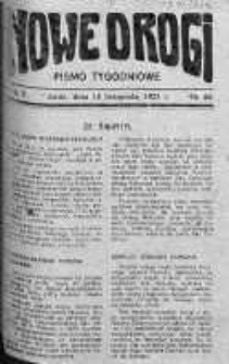 Nowe Drogi : pismo tygodniowe poświęcone sprawom odrodzenia moralno-religijnego i oświaty 12 listopad 1922 nr 46