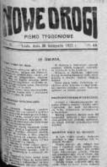 Nowe Drogi : pismo tygodniowe poświęcone sprawom odrodzenia moralno-religijnego i oświaty 26 listopad 1922 nr 48