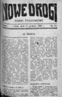 Nowe Drogi : pismo tygodniowe poświęcone sprawom odrodzenia moralno-religijnego i oświaty 17 grudzień 1922 nr 51