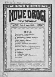Nowe Drogi : pismo tygodniowe poświęcone sprawom odrodzenia moralno-religijnego i oświaty 6 maj 1923 nr 19-20