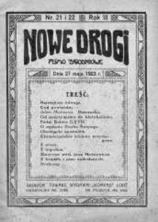 Nowe Drogi : pismo tygodniowe poświęcone sprawom odrodzenia moralno-religijnego i oświaty 27 maj 1923 nr 21-22