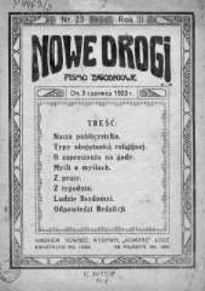 Nowe Drogi : pismo tygodniowe poświęcone sprawom odrodzenia moralno-religijnego i oświaty 3 czerwiec 1923 nr 23