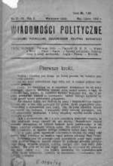 Wiadomości Polityczne: Czasopismo Poświęcone Zagadnieniom Polityki Narodowej 1918 maj/lipiec nr 17-18