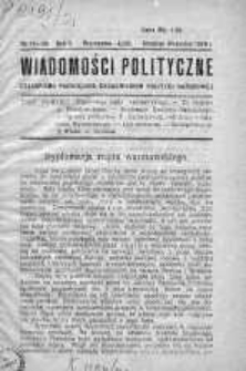 Wiadomości Polityczne: Czasopismo Poświęcone Zagadnieniom Polityki Narodowej 1918 sierpień/wrzesień nr 19-20