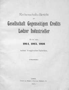 Rechenschafts Bericht der Gesellschaft Gegenseitigen 1914-1916
