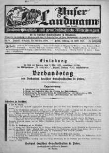 Unser Landmann 30 April Jg. 21. 1939 Nr. 9