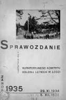 Sprawozdanie z Działalności Kuratoryjnego Komitetu Kolonii Letnich w Łodzi za rok 1935