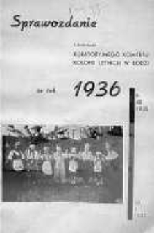 Sprawozdanie z Działalności Kuratoryjnego Komitetu Kolonii Letnich w Łodzi za rok 1936