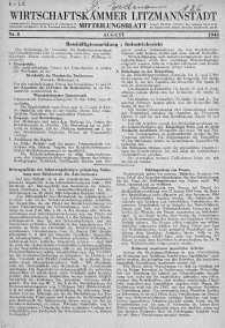 Wirtschaftskammer Litzmannstadt Mitteilungsblatt 1943 sierpień nr 8