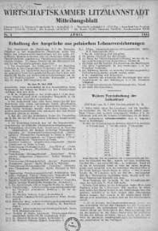 Wirtschaftskammer Litzmannstadt Mitteilungsblatt 1944 kwiecień nr 4