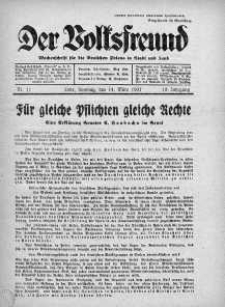 Der Volksfreund: Wochenschrift fur die Deutschen Polens in Stadt und Land 14 marzec 1937 nr 11