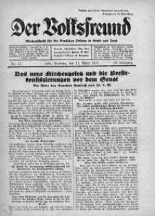 Der Volksfreund: Wochenschrift fur die Deutschen Polens in Stadt und Land 21 marzec 1937 nr 12