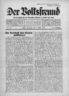 Der Volksfreund: Wochenschrift fur die Deutschen Polens in Stadt und Land 4 kwiecień 1937 nr 14