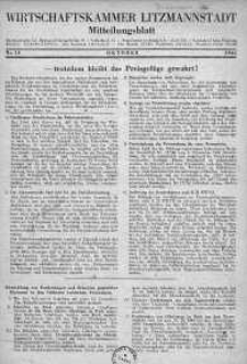 Wirtschaftskammer Litzmannstadt Mitteilungsblatt 1944 październik nr 10