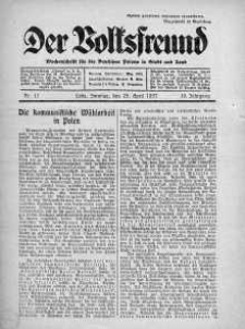 Der Volksfreund: Wochenschrift fur die Deutschen Polens in Stadt und Land 25 kwiecień 1937 nr 17