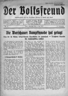 Der Volksfreund: Wochenschrift fur die Deutschen Polens in Stadt und Land 4 lipiec 1937 nr 27