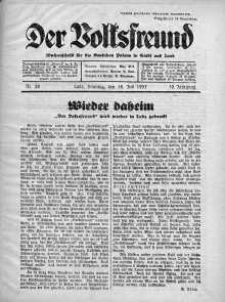 Der Volksfreund: Wochenschrift fur die Deutschen Polens in Stadt und Land 18 lipiec 1937 nr 29