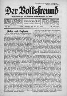 Der Volksfreund: Wochenschrift fur die Deutschen Polens in Stadt und Land 25 lipiec 1937 nr 30