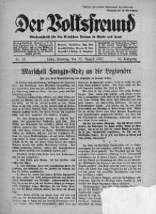 Der Volksfreund: Wochenschrift fur die Deutschen Polens in Stadt und Land 15 sierpień 1937 nr 33