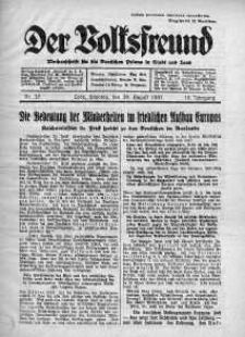 Der Volksfreund: Wochenschrift fur die Deutschen Polens in Stadt und Land 29 sierpień 1937 nr 35