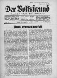 Der Volksfreund: Wochenschrift fur die Deutschen Polens in Stadt und Land 3 październik 1937 nr 40