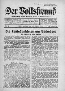 Der Volksfreund: Wochenschrift fur die Deutschen Polens in Stadt und Land 10 październik 1937 nr 41
