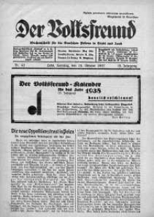 Der Volksfreund: Wochenschrift fur die Deutschen Polens in Stadt und Land 24 październik 1937 nr 43