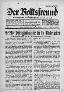 Der Volksfreund: Wochenschrift fur die Deutschen Polens in Stadt und Land 14 listopad 1937 nr 46