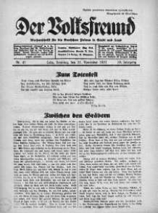 Der Volksfreund: Wochenschrift fur die Deutschen Polens in Stadt und Land 21 listopad 1937 nr 47