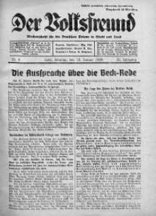 Der Volksfreund: Wochenschrift fur die Deutschen Polens in Stadt und Land 23 styczeń 1938 nr 4