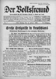 Der Volksfreund: Wochenschrift fur die Deutschen Polens in Stadt und Land 13 luty 1938 nr 7