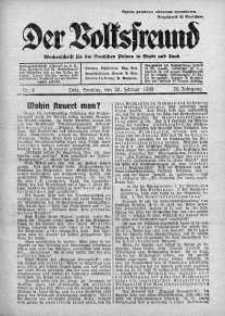 Der Volksfreund: Wochenschrift fur die Deutschen Polens in Stadt und Land 20 luty 1938 nr 8