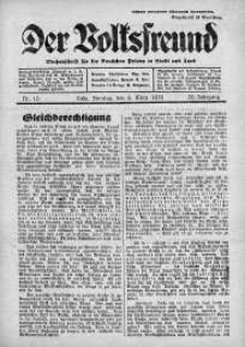 Der Volksfreund: Wochenschrift fur die Deutschen Polens in Stadt und Land 6 marzec 1938 nr 10