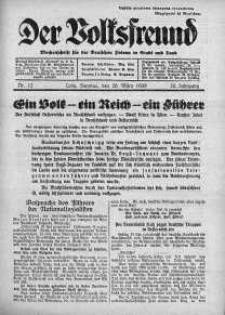 Der Volksfreund: Wochenschrift fur die Deutschen Polens in Stadt und Land 20 marzec 1938 nr 12