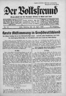 Der Volksfreund: Wochenschrift fur die Deutschen Polens in Stadt und Land 10 kwiecień 1938 nr 15