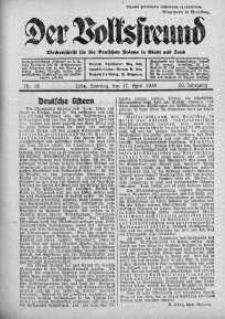 Der Volksfreund: Wochenschrift fur die Deutschen Polens in Stadt und Land 17 kwiecień 1938 nr 16