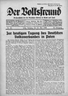 Der Volksfreund: Wochenschrift fur die Deutschen Polens in Stadt und Land 15 maj 1938 nr 20