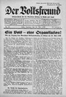 Der Volksfreund: Wochenschrift fur die Deutschen Polens in Stadt und Land 22 maj 1938 nr 21