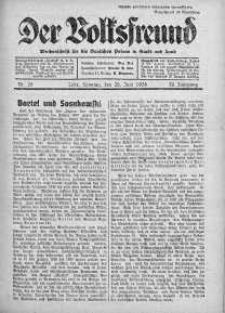 Der Volksfreund: Wochenschrift fur die Deutschen Polens in Stadt und Land 26 czerwiec 1938 nr 26