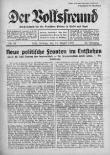 Der Volksfreund: Wochenschrift fur die Deutschen Polens in Stadt und Land 14 sierpień 1938 nr 33
